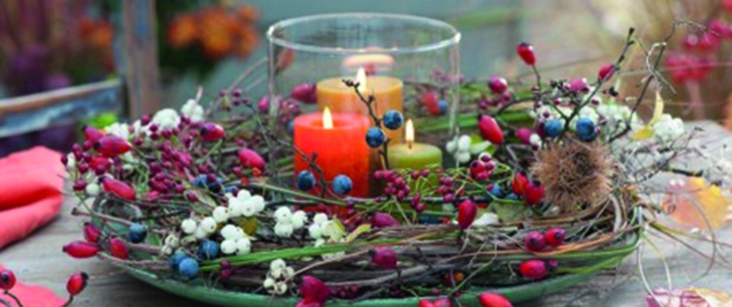 3 Herbstkranz mit Windlicht - c